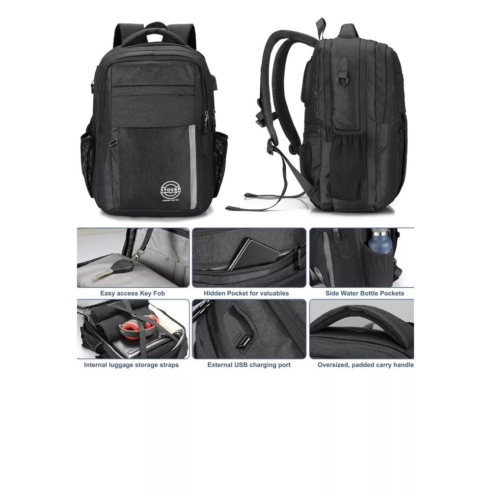 Stover Laptop Dark Grey Backpack - Picture 3 of 7